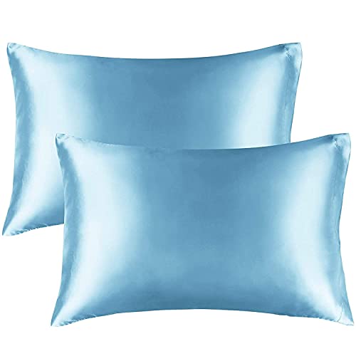 blue silk pillow