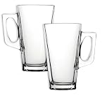 AL-FAHMI 2 x Latte Glasses 240ml Hot Tea Coffee Mugs Cups Temperature Resistant Hot Chocolate Cappuccino Hot Drinks Cups with Handle