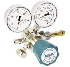 Airgas Single Stage Brass 0-100 psi Analytical Cylinder Regulator CGA-296 with Needle Outlet