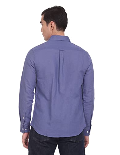 Image of U.S. Polo ASSN. Men's Solid Cotton Linen Tailored Fit Spread Collar Casual Shirt