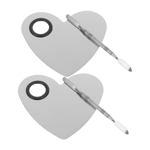 Gogogmee 2Juegos Paleta de Maquillaje de Inoxidable con Mezcladora para Decoración Fundaciones de Anillos