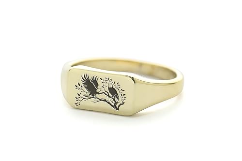 Bague aigle en or haut de gamme et chevalière rectangle personnalisée de luxe