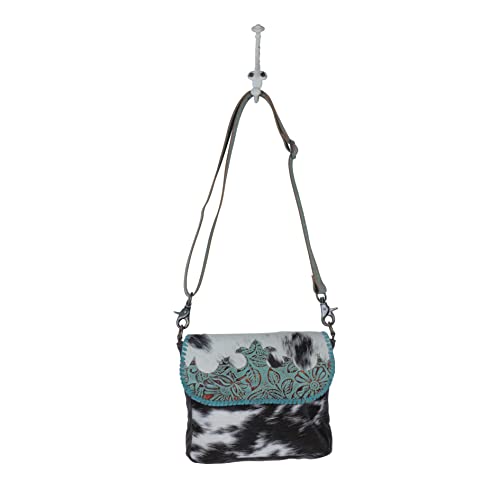 Myra Bag Turquoise Fleurs Leather & Hairon Bag S-38264