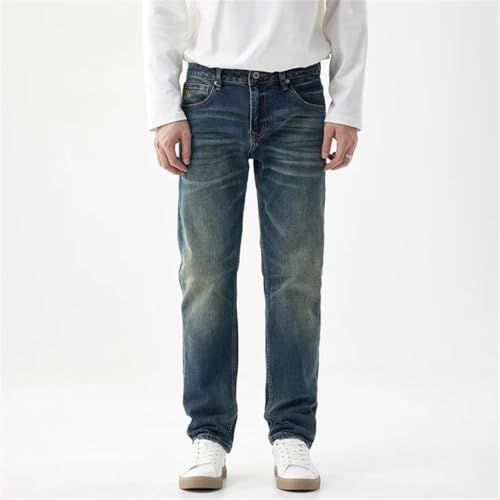 Men's Fashion Vintage Distressed Washed Jeans Loose Straight Slim Fit Jeans3