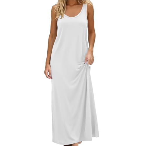 Camisón largo sin mangas de modal para mujer, ropa de noche con tirantes anchos, vestido casual, camiseta de dormir casual, einfarbig, vestido tipo camiseta, traje de casa transpirable suave, vestido