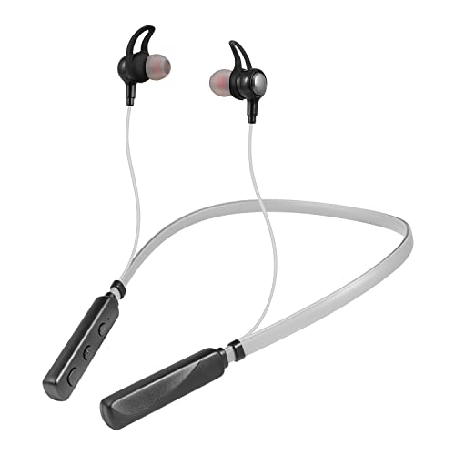 NOYMI ET-180 Bluetooth Wireless in Ear Earphones, Neckband Earphones Up to 10H Playback, Powerful Bass, Automatic Connection with Mic for Clear Calls & IPX5 (Gray)