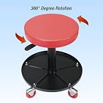 Big RED Creeper Garage/Shop Seat: Heavy Duty Rolling Pneumatic Padded Adjustable Mechanic Stool with Tool Tray Storage, Red Large - Image 5
