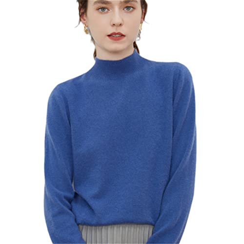 Women 3D Knit Seamless Cashmere Sweaters Pullovers Turtleneck Vintage Jumper Long Sleeve Blue M #TOP26