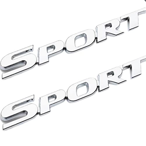 Image of 2 PCS 3D Zinc Alloy Chrome Car Sport Emblem Premium Trunk Replacement for Universal car Exterior Decoration Accessories (Silver)