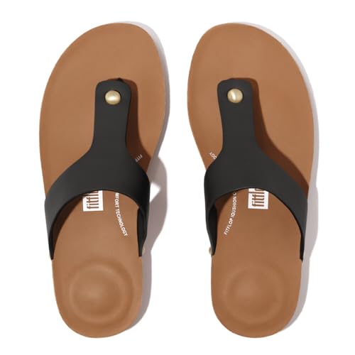 Image of FitFlop womens Iqushion Metallic-leather Toe-post Sandals