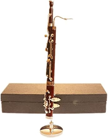 Dselvgvu Miniature Bassoon with Stand and Case Mini Musical Instrument Miniature Replica Dollhouse Model Mini Bassoon Home Ornament (5.98" Bassoon)