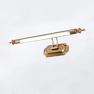 WANSHIOK LED-Retro-Badezimmerbeleuchtung, wasserdichte Badspiegellampe Vintage Schlafzimmerspiegellampe Einfachheit Spiegelschrankbeleuchtung Verstellbarer Schminkspiegel Frontlicht, Bronzefarbe, Wei