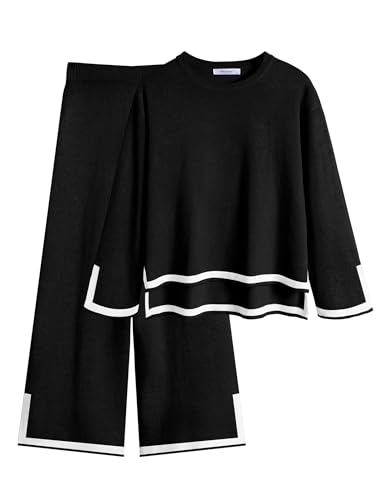 Image of Arshiner Girl's 2 Piece Outfits Long Sleeve Knit Pullover Sweater Tops Wide Leg Pants Casual Fall Sets Tracksuits