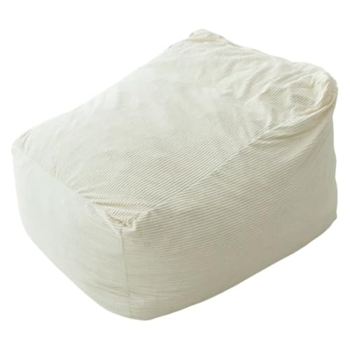 BotYcht Funda para puf con Forma de Bloque de Tofu (Solo Funda, Sin Relleno), Suave y Lavable, Cubierta de Sillón Puff de Pana, para Adultos y Adolescentes,Blanca