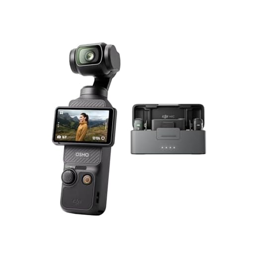 DJI Osmo Pocket 3 + Mic 2 (2 Sender + 1 Empfänger + Ladeschale), Vlogging-Kamera mit 1″ CMOS und 4K/120 fps, 3-Achsen-Stabilis., Schnellfokus, Gesichts-/Objektverfolgung, 2-Zoll-Touchscreen
