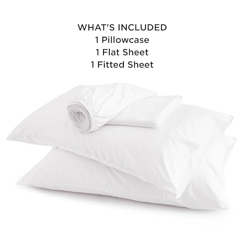 Image of Bedsure Cooling Sheets Twin XL, Rayon Derived from Bamboo, PureWoven, Breathable & Soft Twin XL Sheet Sets, Deep Pocket Up to 16 Inches, Hotel Luxury Silky Dorm Bedding for Hot Sleepers, White