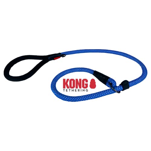 KONG Guinzaglio imbottito e collare di lunghezza 1,5 m, per cani di grossa taglia fino a 50 kg, taglia L, guinzaglio con anello di sicurezza e arresto di trazione, guinzaglio riflettente per cani di