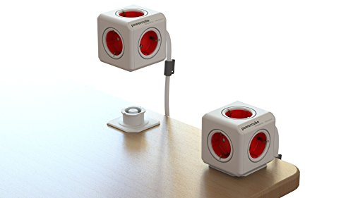 Allocacoc PowerCube Verlängerungskabel (3m, 5X Verteiler DE) 1307/DEEXPC Weiß,rot