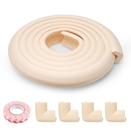 Inaya Baby Proofing Corner Protector, Long Table Guard 10ft+4 Corners, Soft Foam Furniture Edge Corner Protector Baby, 3M Adhesive, Harmless and Non-Toxic, Ideal for Table, Fireplace, Countertop