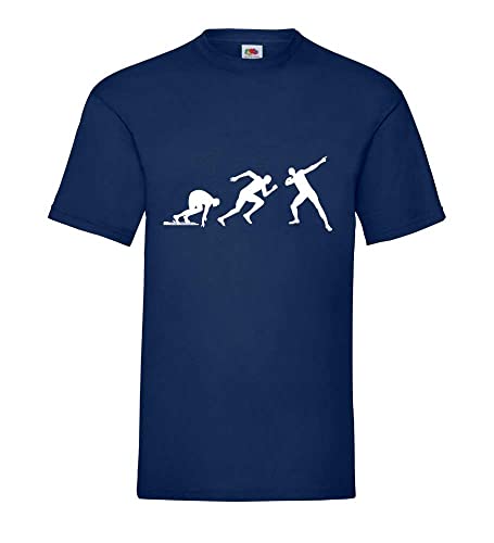 Generisch Bolt Evolution Hombre Camiseta - shirt84 - Azul Marino, L