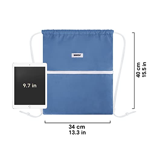 Image of WANDF Drawstring Backpack, Gym Sackpack for Sports (Dark Blue) | Water-Resistant, Shopping, Yoga, Travel, Beach, Daily Carry