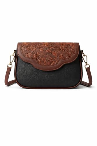 Image of Floral Embossed Crossbody Sling Bag Small Shoulder Handbag for Daily Use Travel & Shopping Phone Purse with Adjustable Strap Lightweight Trendy Bag for Ladies & Girls