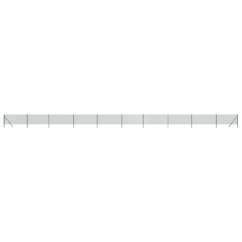 vidaXL Chain Link Fence in Green - Galvanized Steel with PVC Coating - 0.8x25 m - UV and Rust Resistant - Ideal for Property Barrier or Animal Enclosure