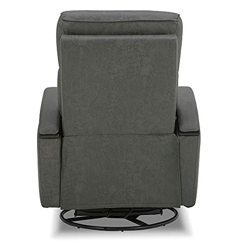 Chita Power Swivel Glider Rocker Recliner,Usb Charge Power Headrest Wooden Contrast Armrest Double Layer Backrest Chair Sofa For Living Room And Nursery, Iron Grey #TOP4