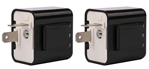 Sdootauto 2 Pcs 12V 2-Pin Motorcycle Adjustable Flasher Turn Signal LED Flasher Relay Hyper Indicator Flash- Black…