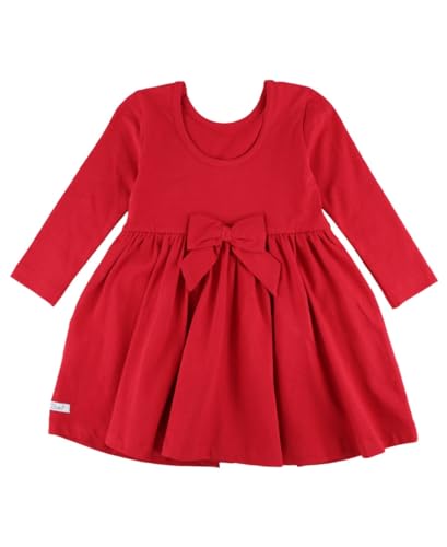 RuffleButts Red Knit Long Sleeve Twirl Dress - 82