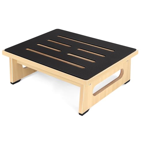 Image of One Step Stool for Adults Seniors with Non-Slip Rubber Stepping Feet, Heavy Duty Platform Step Stools, 5.5 in Portable Bed Steps for High Beds for Bathroom, Bedroom, Kitchen & Bedside Kids Support
