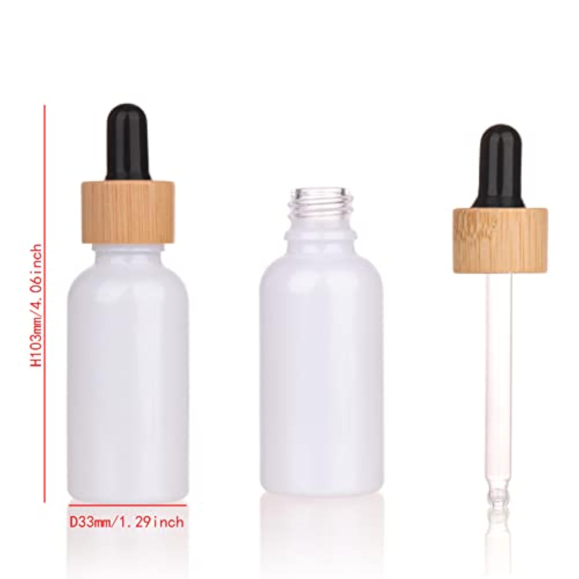 20pcs Empty Pearly White Round Glass Bottles with Dropper