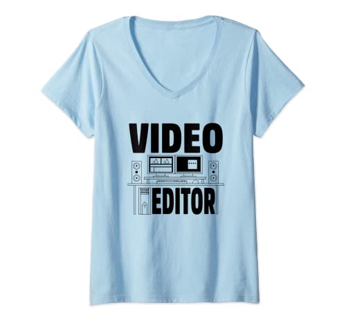 Mujer Edición de vídeo Editor Regalo Camiseta Cuello V