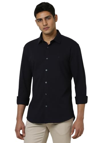 Image of Van Heusen Solid Casual Shirt for Men| Premium Cotton| Full Sleeves| Slim Fit |Breathable Fabric