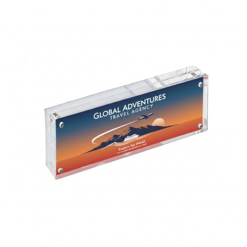 Azar Displays 104430 Clear Acrylic Magnetic Photo Frame Block 3" x 11" Vertical/Horizontal