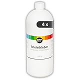 perfect ideaz – Bastelkleber 4 x 1.000 ml - transparent & lösungsmittelfrei - starker PVA Flüssigkleber für Papier, Pappe, Stoff, Filz - auswaschbar, ungiftig, Made in Germany, (4 Flaschen á 1 Liter)
