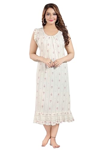 Image of Women's Viscose Blend Comfort Short Nighty with Side Pockets | Soft Printed Short Night Dress for Everyday Wear | Easy to Wear (CS5001)