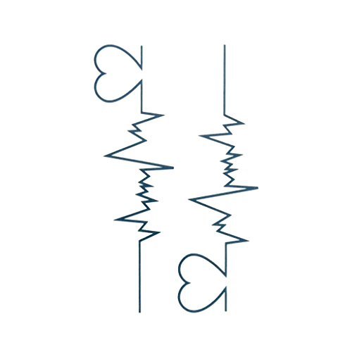 Oottati Small Cute Temporary Tattoo Heartbeat Wrist (Set Of 2) #TOP1