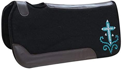 Showman 31" x 31" Black Felt Saddle Pad w/Crystal Rhinestone Cross Design