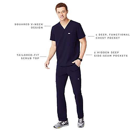 Figs Chisec Three-Pocket Scrub Top For Men – Navy Blue, M #TOP1