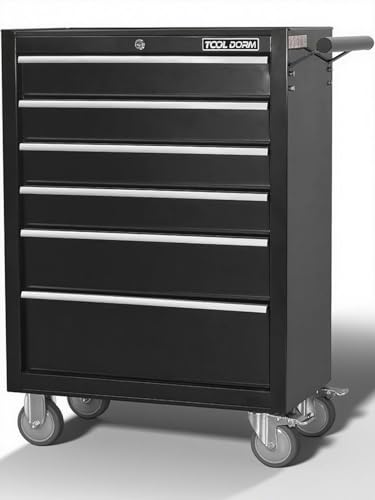 6-Drawer Rolling Tool Chest with Locking Wheels & Drawers, 13" D x 24.2" W x 36.6" H Mobile Tool Storage Cabinet, Heavy-Duty Garage Organizer with Ergonomic Handle
