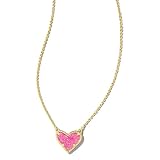 Kendra Scott Ari Heart Pendant Necklace in 14k Gold-Plated Brass, Rose Pink Opal, Fashion Jewelry for Women