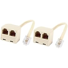 RUIAN RJ11 Telephone Splitter 2 Pack, 6P4C 1 to 2 Way Phone Line Splitter Adapter, Dual Female to Male Cord for Landline Fax Modem