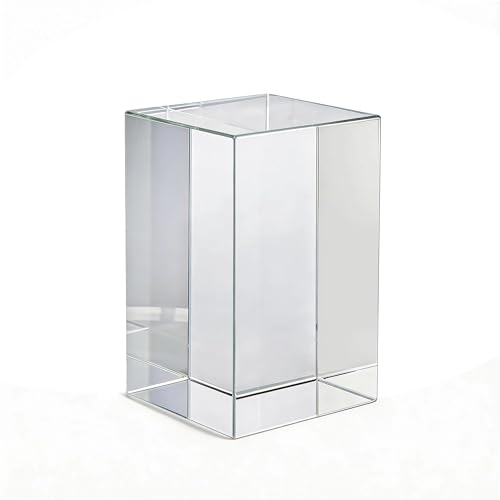 Economy K9 Crystal Blank Blocks for Inner Laser Engraving, 2.36x2.36x3.54 inch Cube, Crystal for 3D UV Engraving