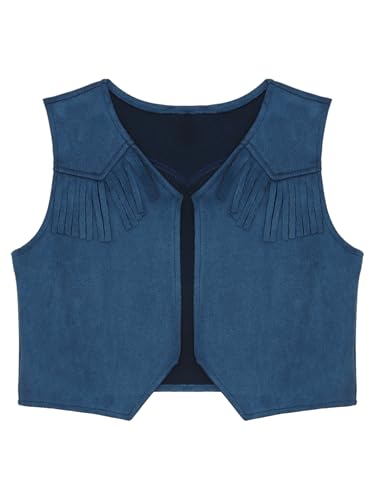 Kids Boys Western Cowboy Vest Suede Tassel Jacket Outerwear Top Halloween Party Fancy Outfits