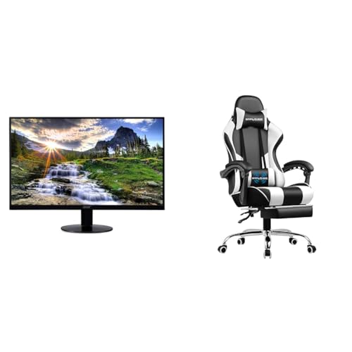 Image of Acer 21.5 Inch Full HD (1920 x 1080) IPS Ultra-Thin Zero Frame Computer Monitor (HDMI & VGA Port) & GTPLAYER Gaming Chair, Computer Chair with Footrest and Lumbar Support