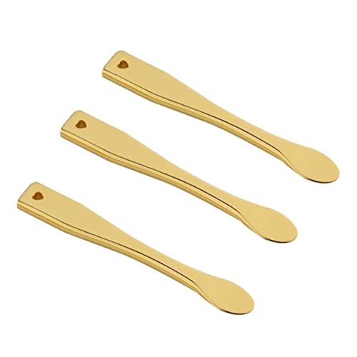 PATKAW 3 Piezas cuchara en forma de corazon Cucharas para cosmético equipo masajeador de ojos cucharas de maquillaje aplicador de máscara primicia de belleza Metal Golden
