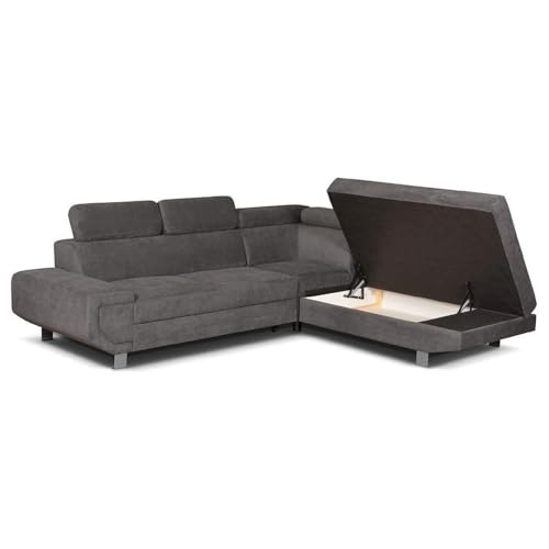 Furniture 786 Artic Corner Sofa Bed – Grey L shaped Sofas Beds with Storage Space - Adjustable Right Hand Settee - Sectional Pull Out Sleeper Couch - 4 Seater Suite Indoor Living Room - Image 6