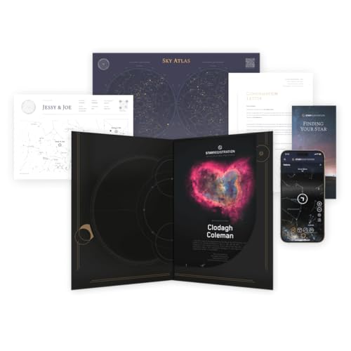 Star Registration Nombre una estrella para aniversario, carpeta de regalo personalizada, perfecta para parejas y ocasiones especiales (corazón)