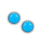 Tolldek Pendientes de oro blanco Au375 de 9 quilates, azul de 1,5 quilates, turquesa, clásicos, para mujer, corte redondo, pendientes de oro auténtico, sin níquel, oro 375